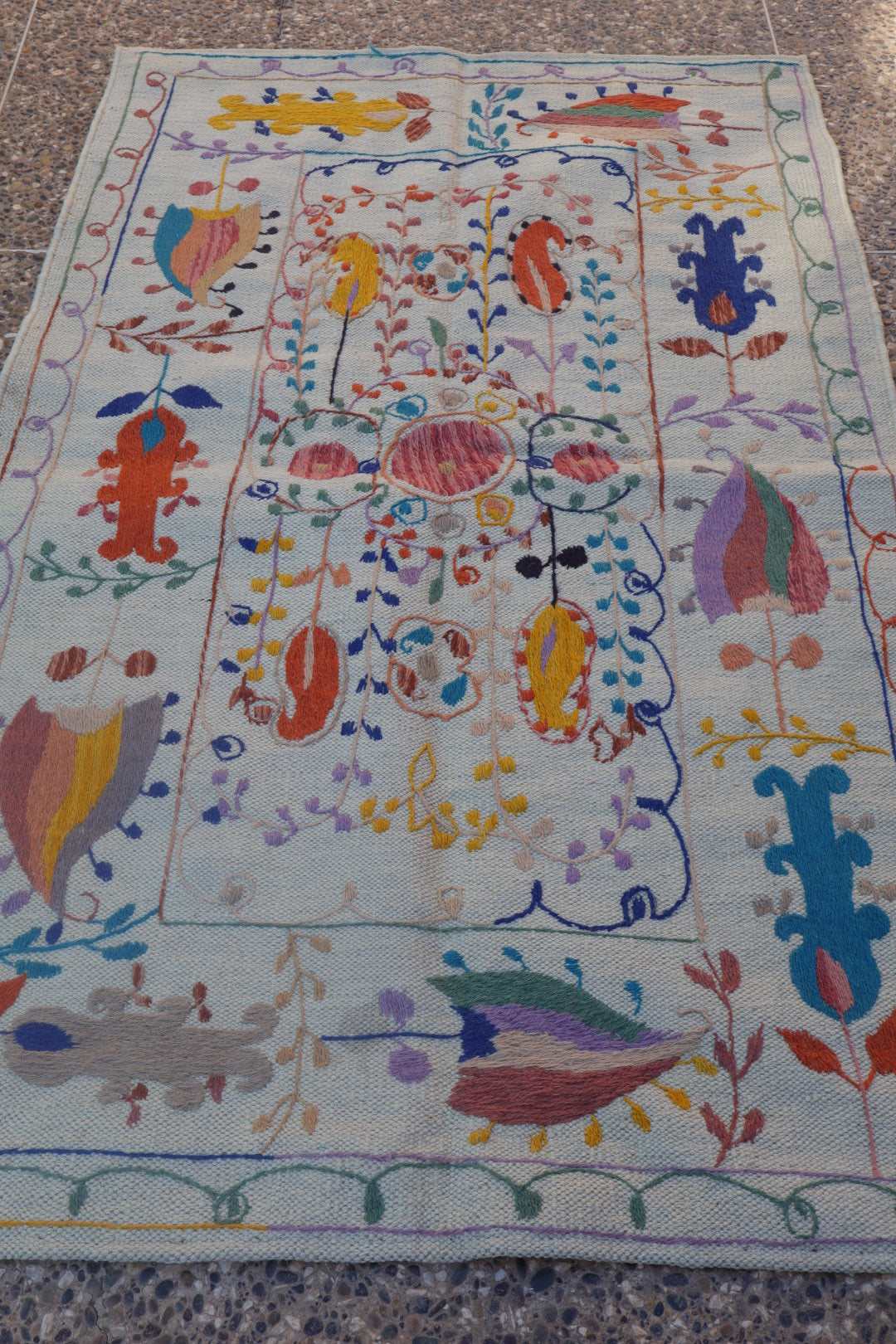 Kilim Afghaanse Suzani veelkleurig kilim tapijt - 150 x 90 cm