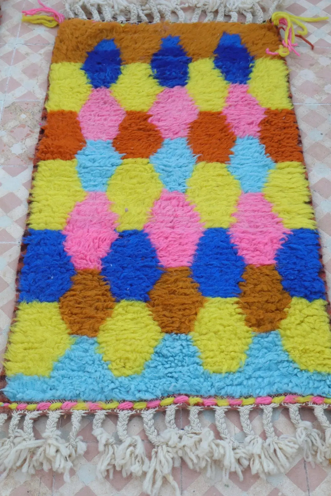 Duo de Tapis Berbères  Béni Ouarain Multicolore  - Descente de lit Néda