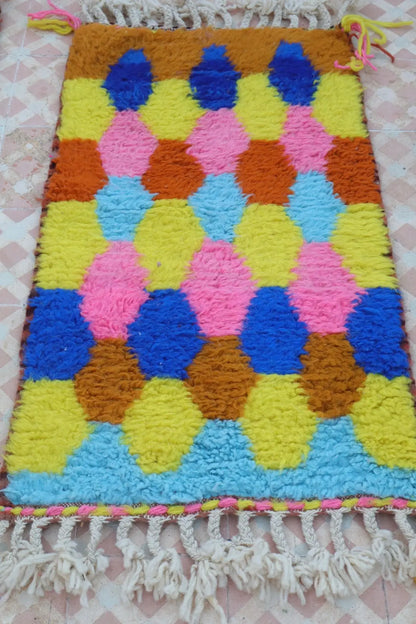 Duo de Tapis Berbères  Béni Ouarain Multicolore  - Descente de lit Néda