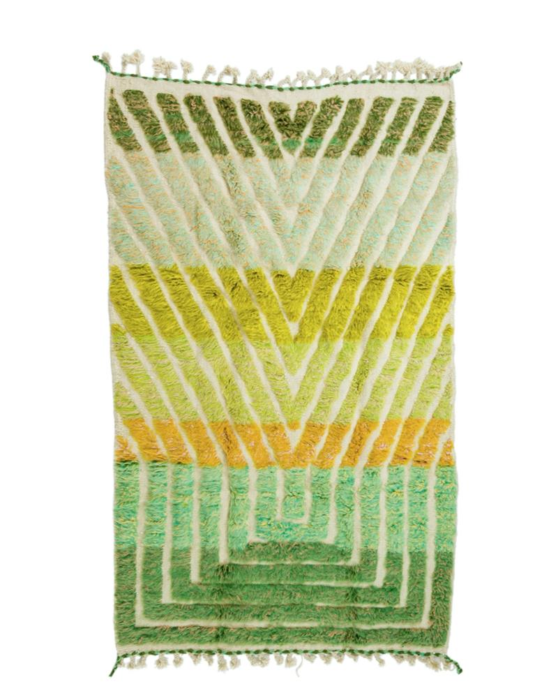 Alfombra bereber Béni Ouarain Relieve moderno verde anaranjado degradado - 248 x 148 cm