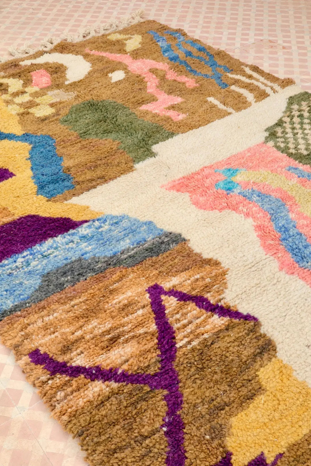 Tapis Berbère Abstrait Coloré Béni Ouarain Qualité Supérieure - 208 x 153 cm Néda