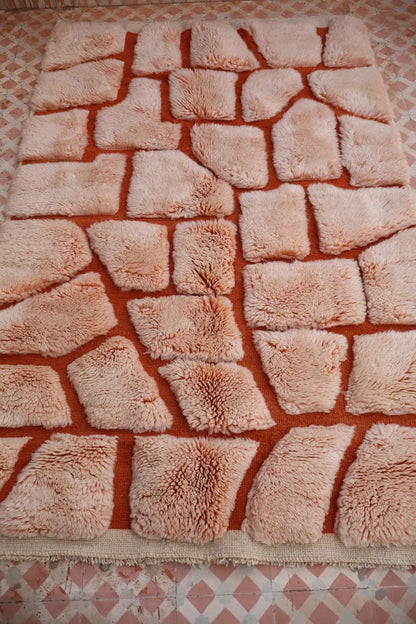 Berberteppich Mrirt Beige Rosa Terrakotta Reliefs - 191 x 127 cm Néda