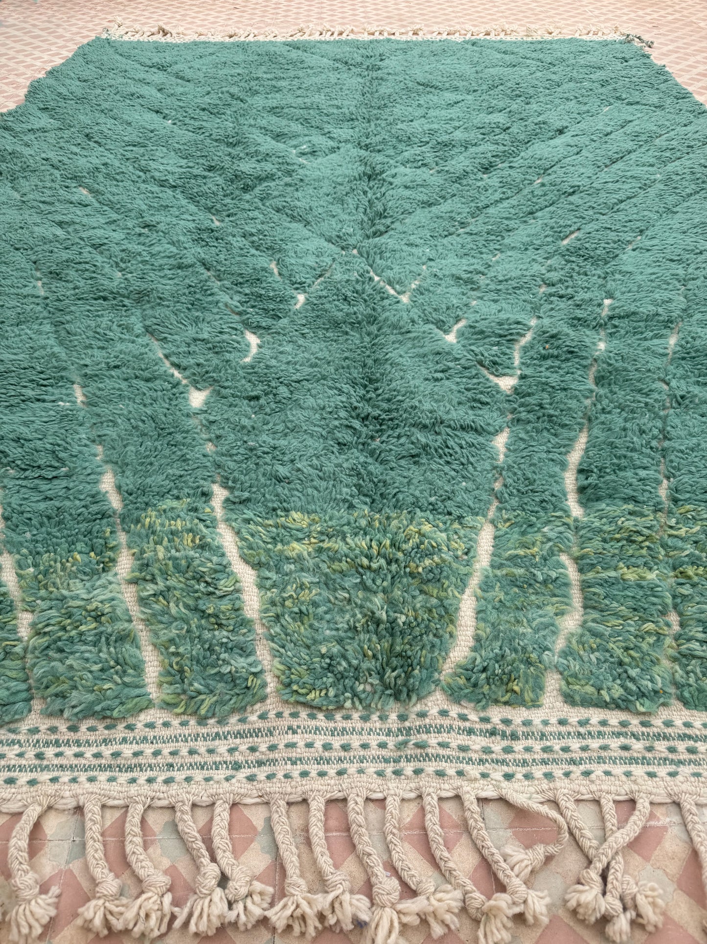 Berber carpet Béni Ouarain Modern Almond Green- 290 x 215 cm