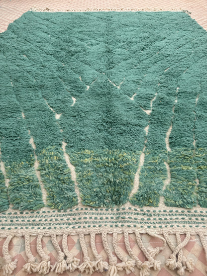 Tapis Berbère Béni Ouarain Moderne Vert Amande- 290 x 215 cm