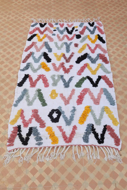 Tapis Berbère Boucherouite Coloré Géométrique – Coton recyclé et lavable - 165 x 93 cm Néda