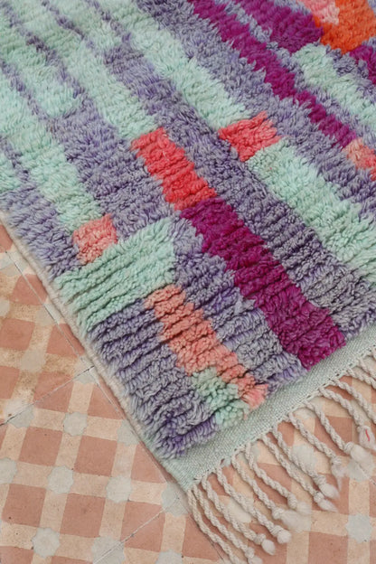 Alfombra Bereber Boujad Colorida Lila Turquesa - 151 × 106 cm Néda