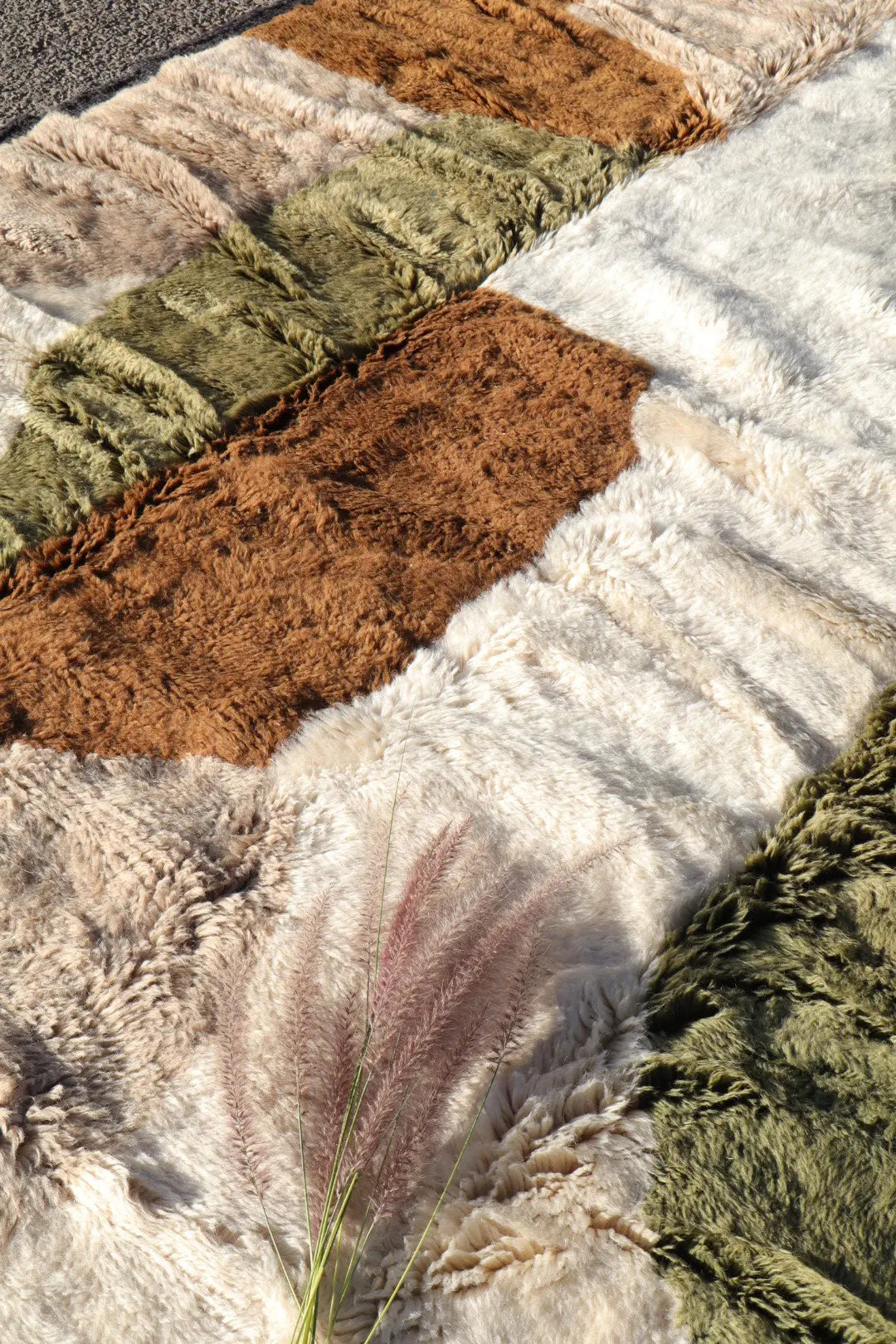 Tapis Berbère Mrirt Moderne Kaki Crème Marron - 310 x 210 cm Néda