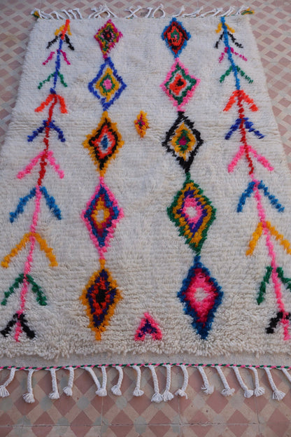 Tapis Berbère Azilal Coloré Motifs Multicolore Fluo- 160 x 97 cm Néda