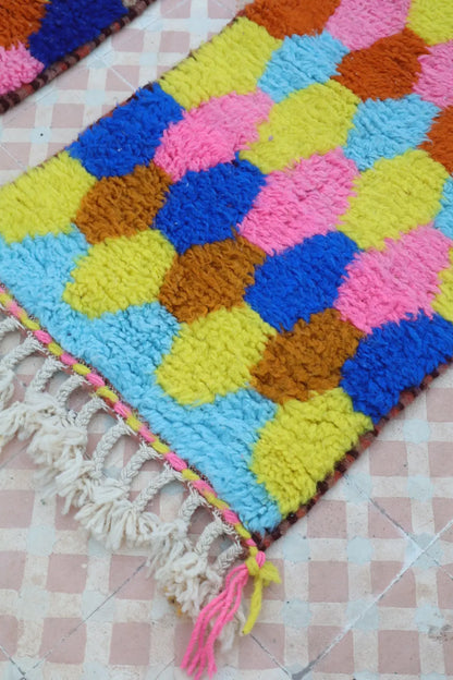 Duo de Tapis Berbères  Béni Ouarain Multicolore  - Descente de lit Néda