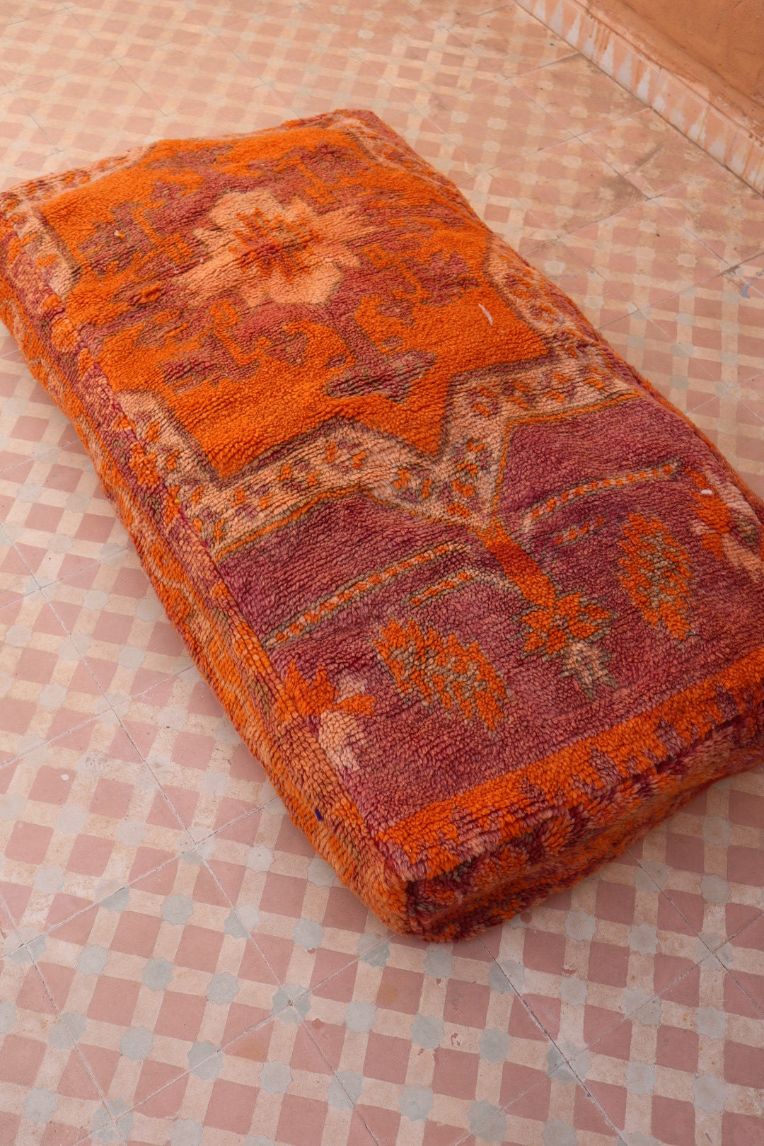 Pouf Berbère XL Terracotta et Orange Néda