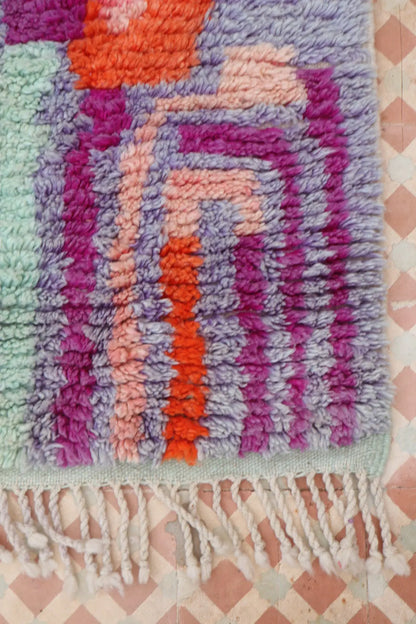 Alfombra Bereber Boujad Colorida Lila Turquesa - 151 × 106 cm Néda