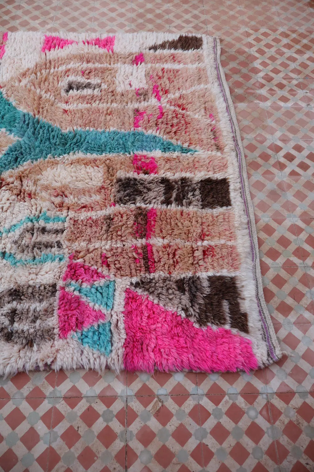 Alfombra Bereber Boujad Colorida Terracota Rosa Turquesa - 252 x 165 cm Néda