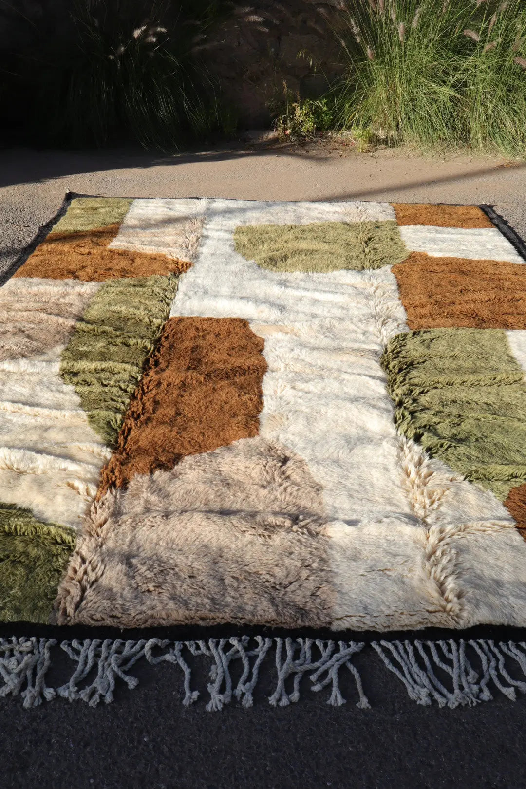 Tapis Berbère Mrirt Moderne Kaki Crème Marron - 310 x 210 cm Néda