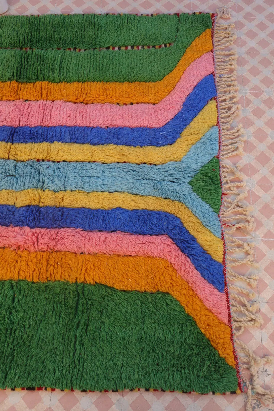 Tapis Berbère Béni Ouarain Moderne Coloré  À Reliefs - 257 x 147 cm Néda