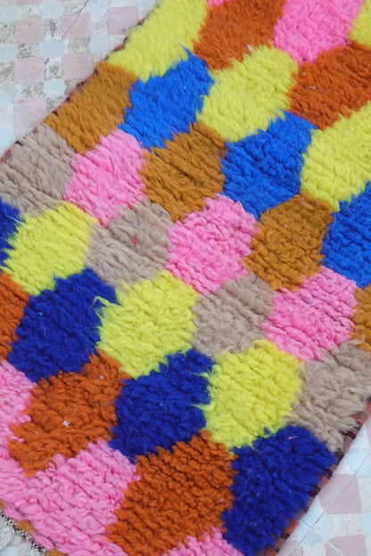 Duo de Tapis Berbères  Béni Ouarain Multicolore  - Descente de lit Néda