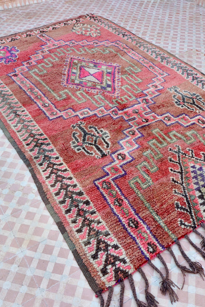 Tapis Berbère Boujaad Rose Vintage - 241 x 155 cm