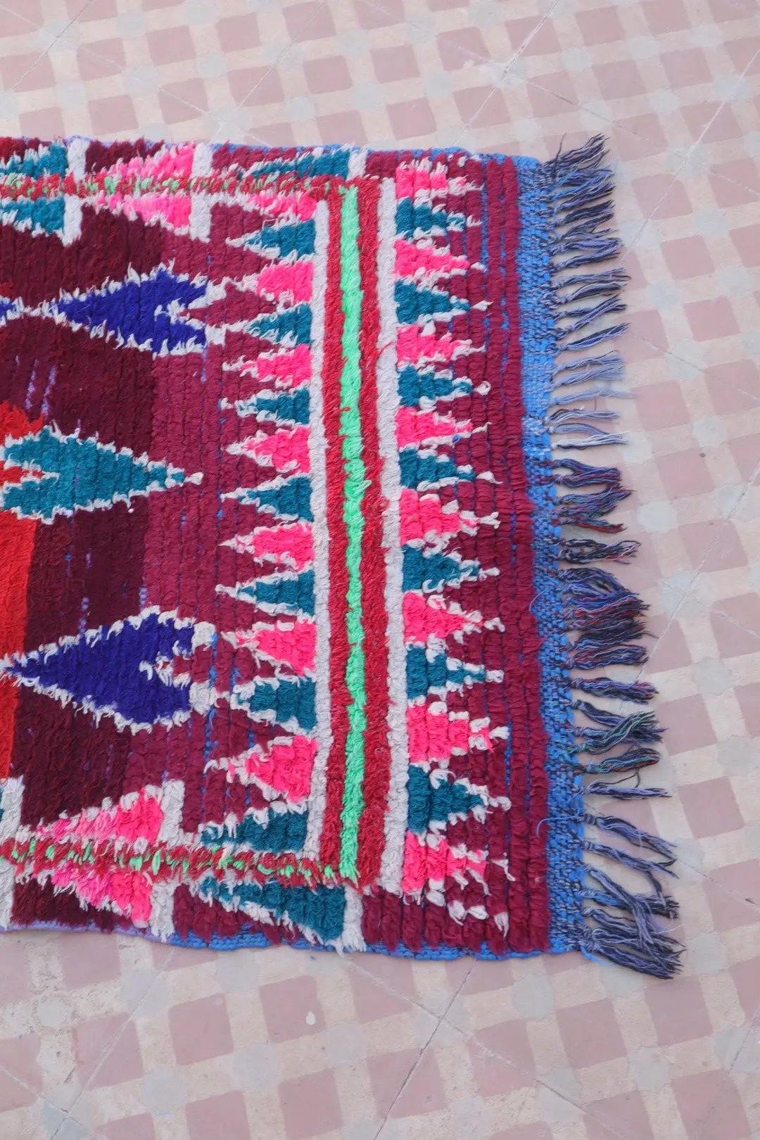 Tapis Berbère Azilal Vintage de Couloir Coloré- 210 x 78 cm Néda