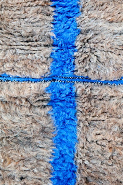 Tapis Berbère Gris et Bleu à Reliefs Béni Ouarain - 290 x 205 cm Néda