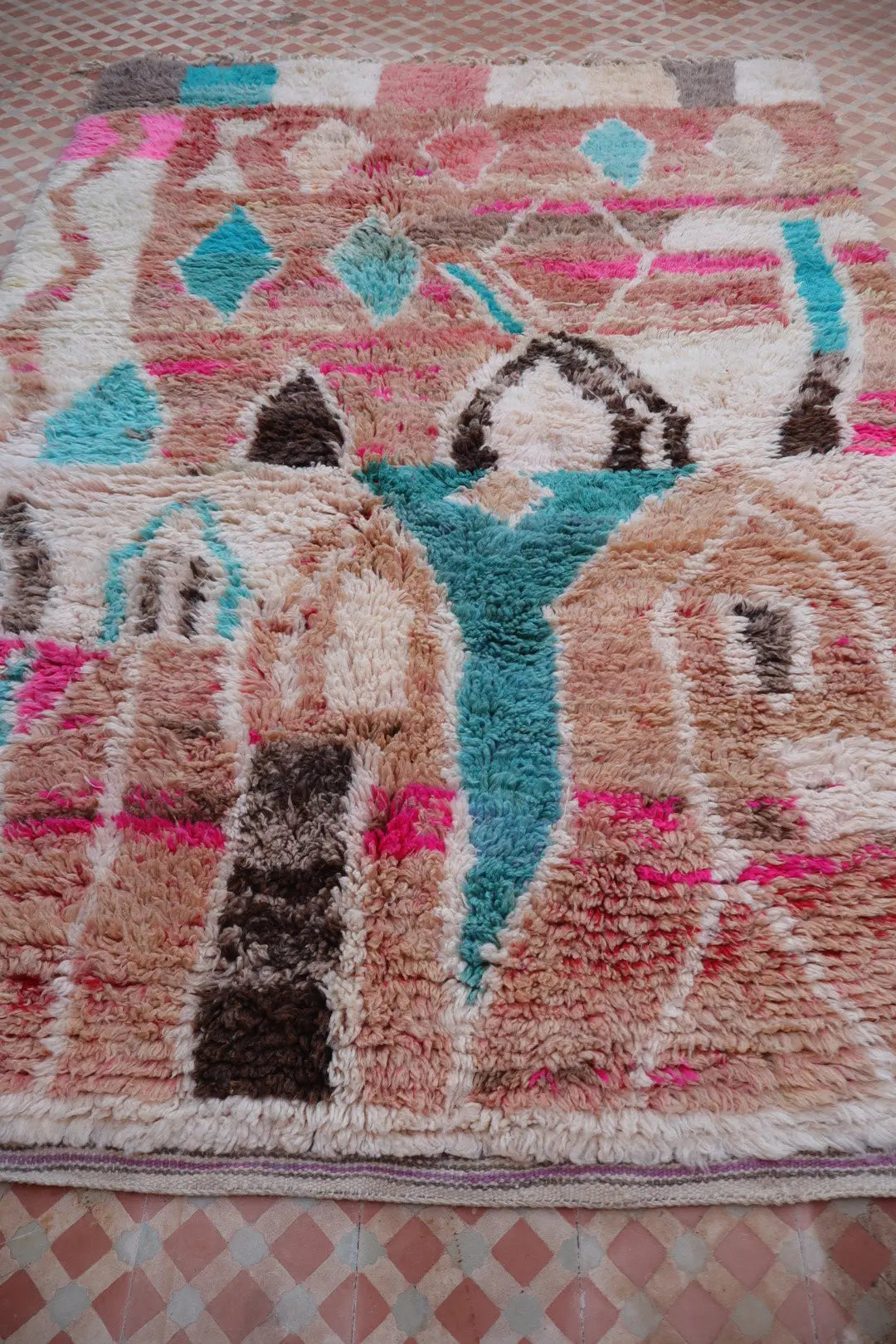 Alfombra Bereber Boujad Colorida Terracota Rosa Turquesa - 252 x 165 cm Néda