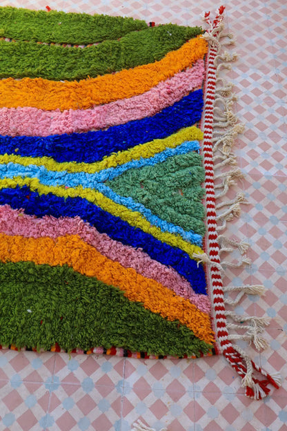 Tapis Berbère Béni Ouarain Moderne Coloré  À Reliefs - Néda