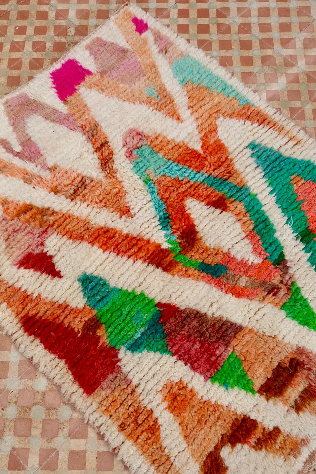 Alfombra Bereber Boujad Colorida Terracota Durazno Verde- 138 × 103 cm Néda