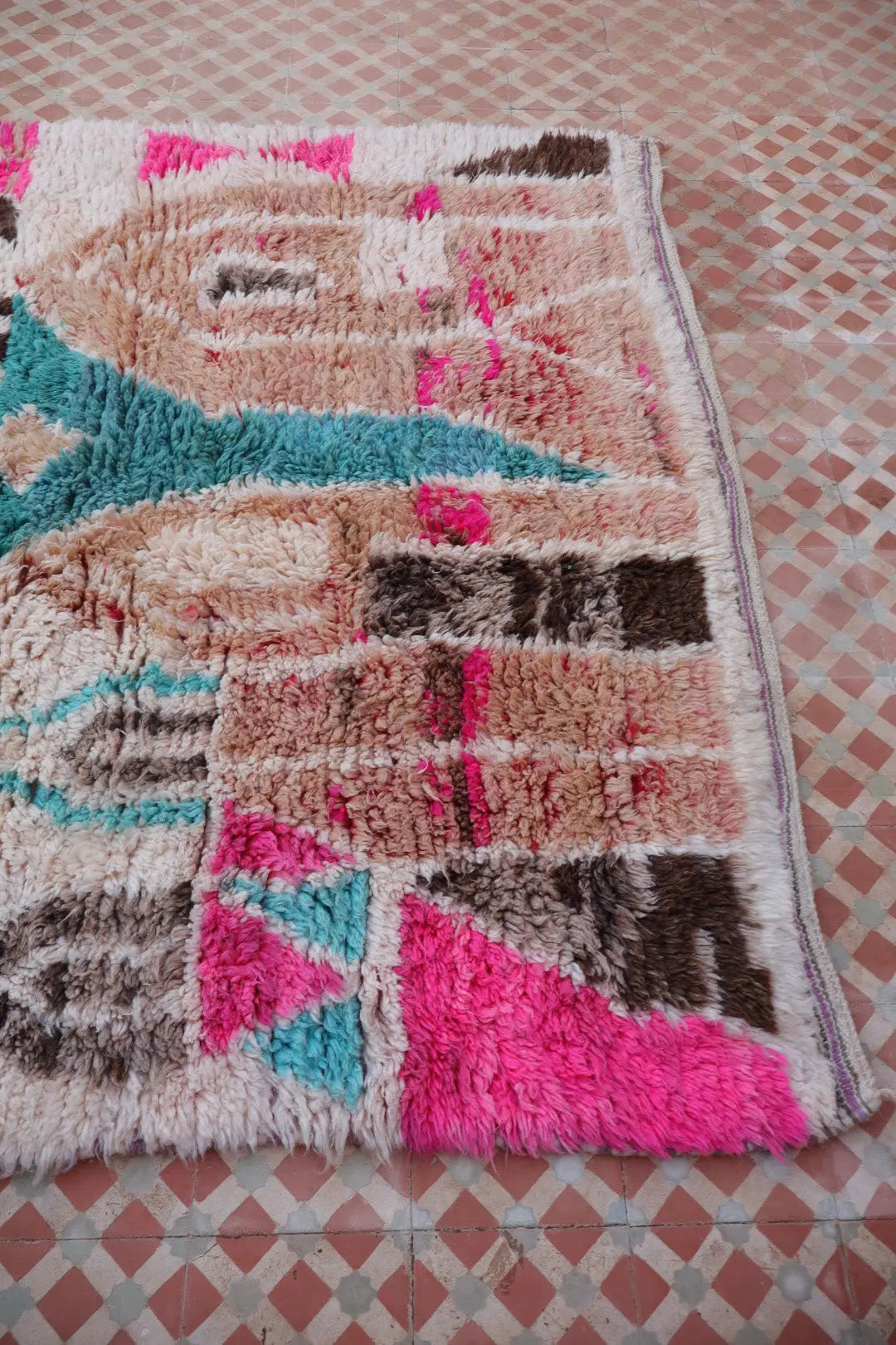 Alfombra Bereber Boujad Colorida Terracota Rosa Turquesa - 252 x 165 cm Néda