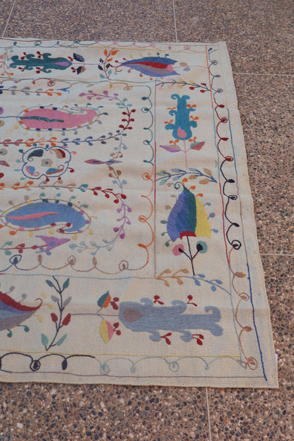 Kilim Afghaanse Suzani White Multolor - 231 x 165 cm tapijt