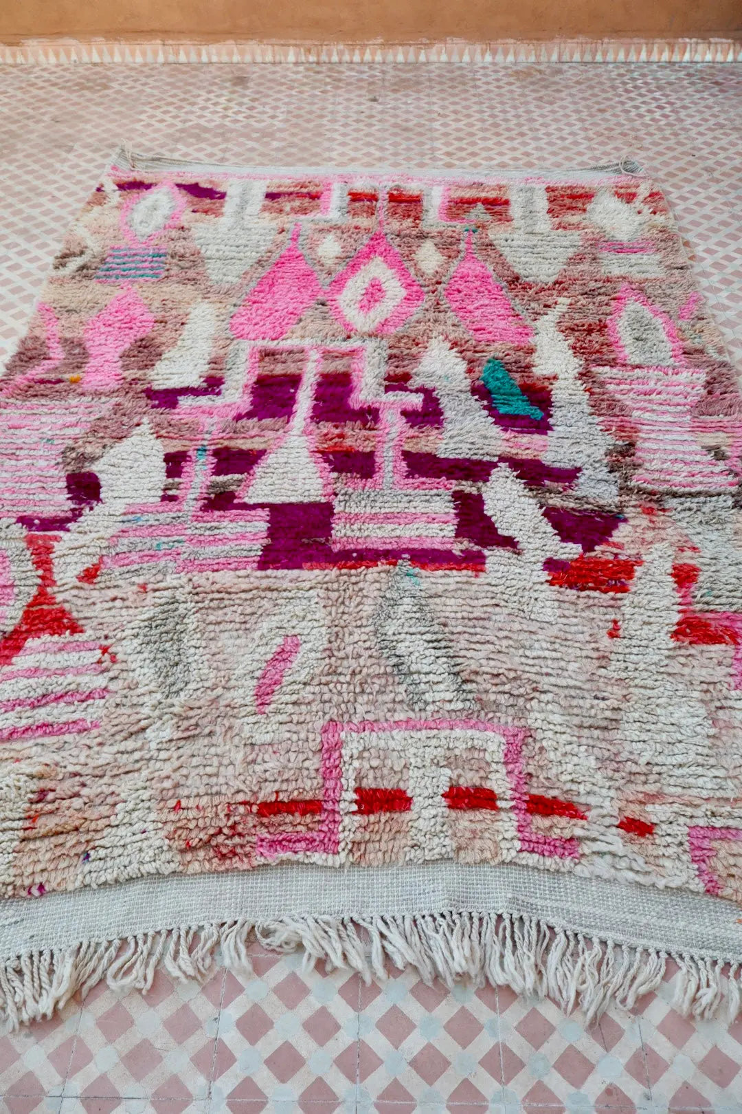 Bunter Berberteppich Boujad Violett Rosa Terrakotta Beige - 290 × 205 cm Néda