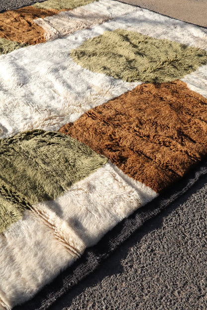Tapis Berbère Mrirt Moderne Kaki Crème Marron - 310 x 210 cm Néda