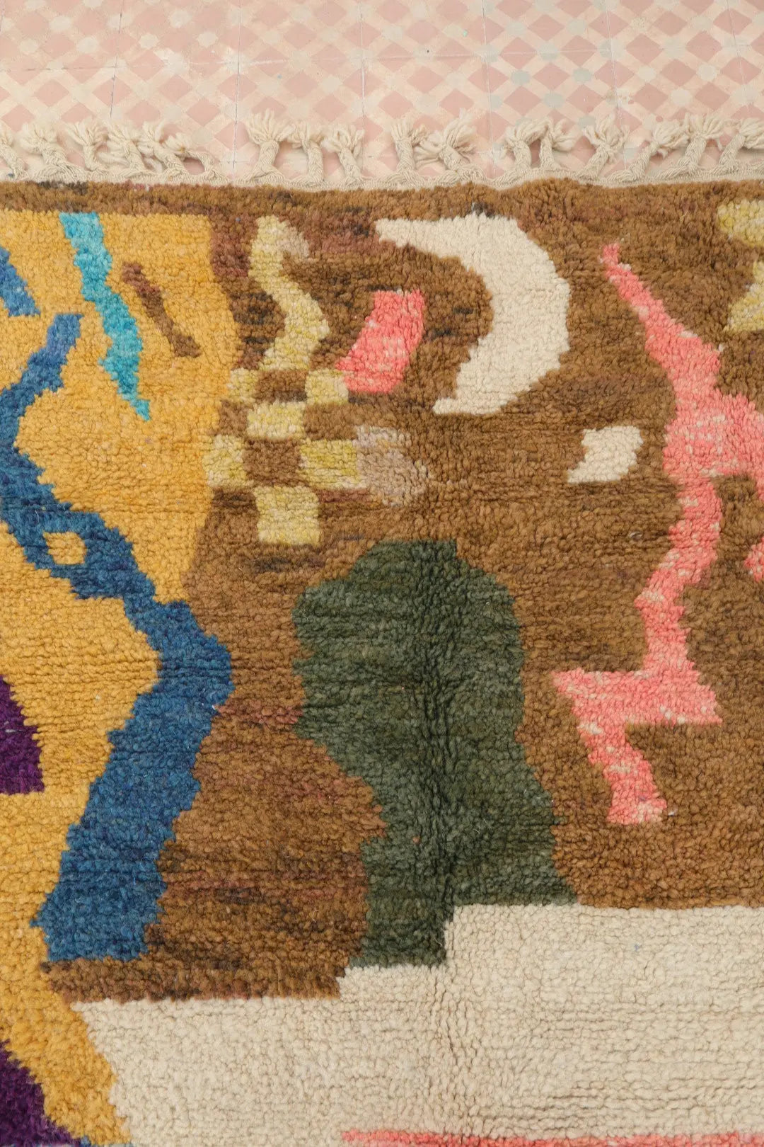 Tapis Berbère Abstrait Coloré Béni Ouarain Qualité Supérieure - 208 x 153 cm Néda