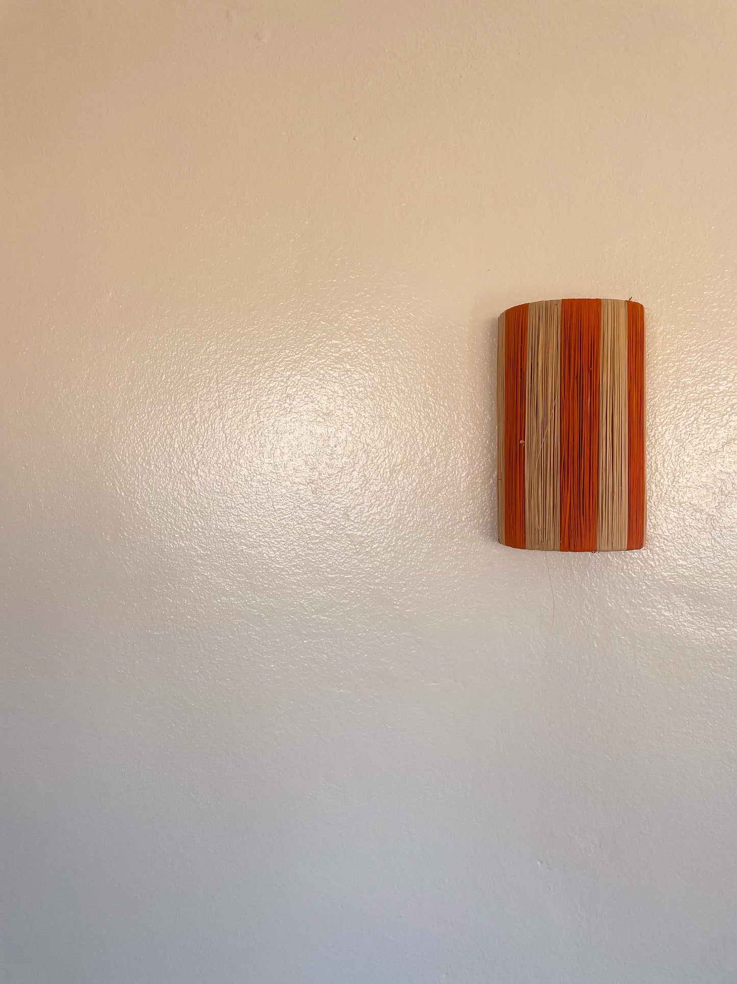 Orange and Natural Striped Raffia Wall Sconces