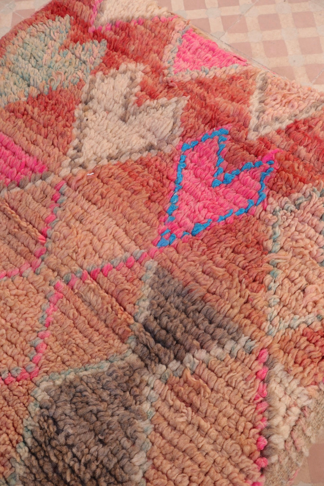 Pouf Berbère Coloré Rose et Bleu Néda