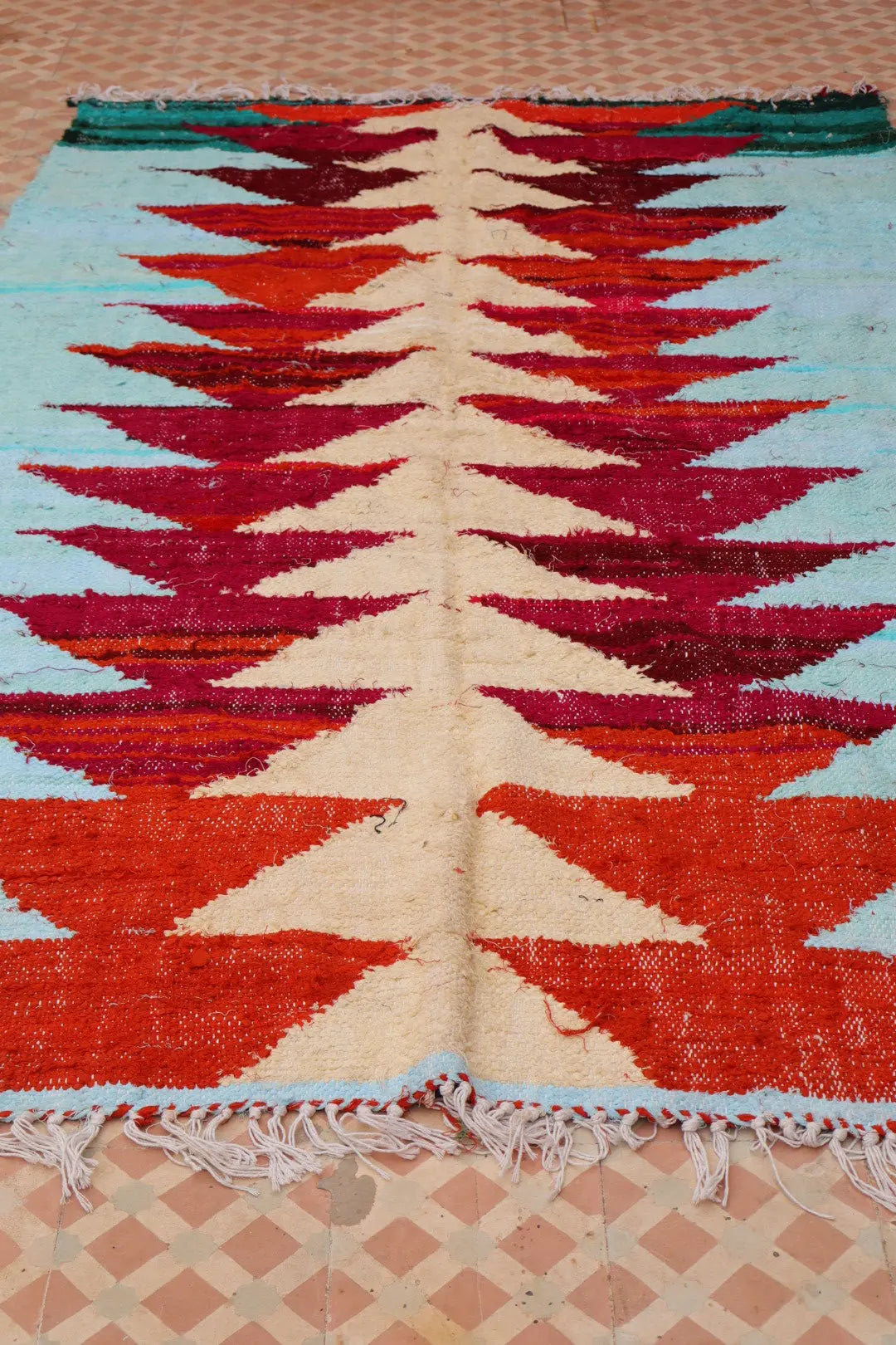 Tapis Berbère Coloré Kilim Boucherouite Bleu Ciel Multicolore   - 242 x 144 cm Néda