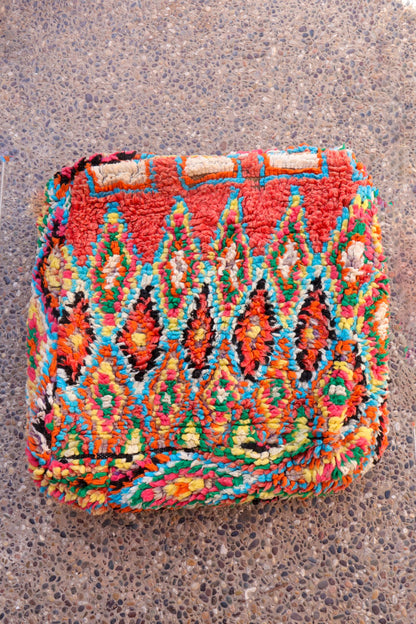 Azilal Corail Multicolour Berber Poef