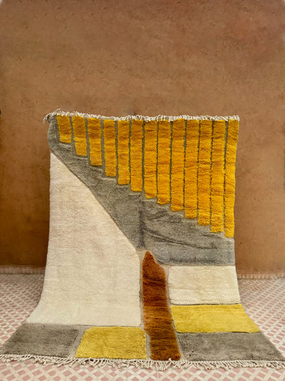 Tappeto Berber Mrirt Colorato Giallo Marrone Grigio- 290 x 214 cm