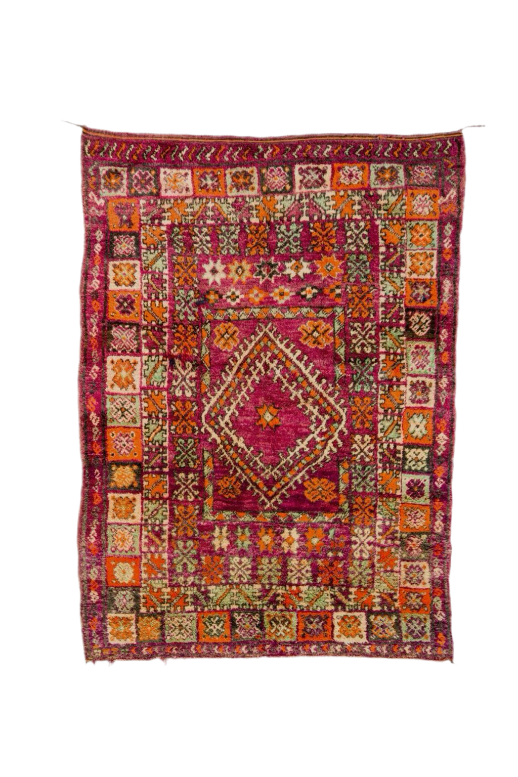 Berbertapijt Boujaad Antiek Bordeaux Oranje - 276 x 197 cm