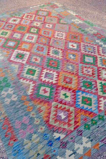 Alfombra de kilim afgano multicolor tradicional - 295 x 219 cm