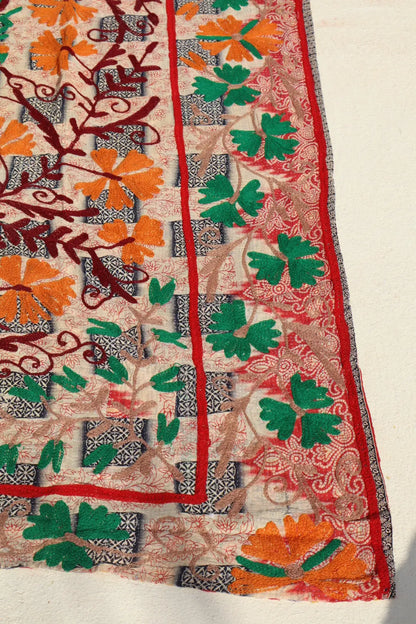Kantha Suzani indien Brodé Pêche – Coton Néda