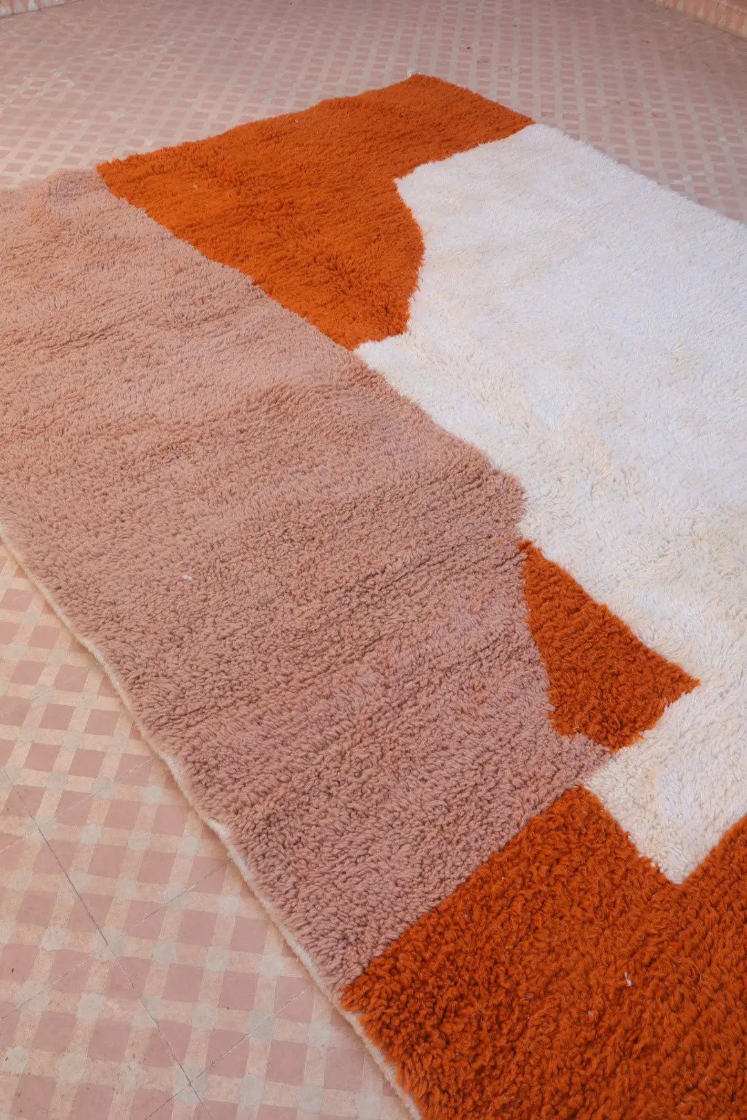 Tapis Berbère Coloré Contemporain Terracotta & Rose Poudré - 293 x 203 cm Néda