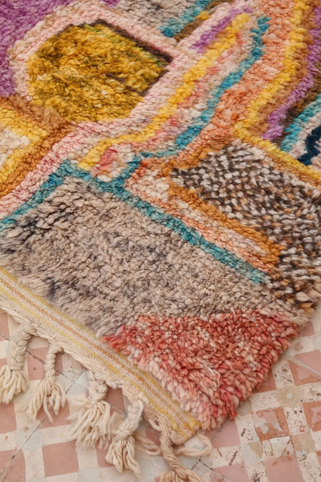 Tapis Berbère Tableau Multicolore Béni Ouarain Qualité Supérieure - 242 x 181 cm Néda
