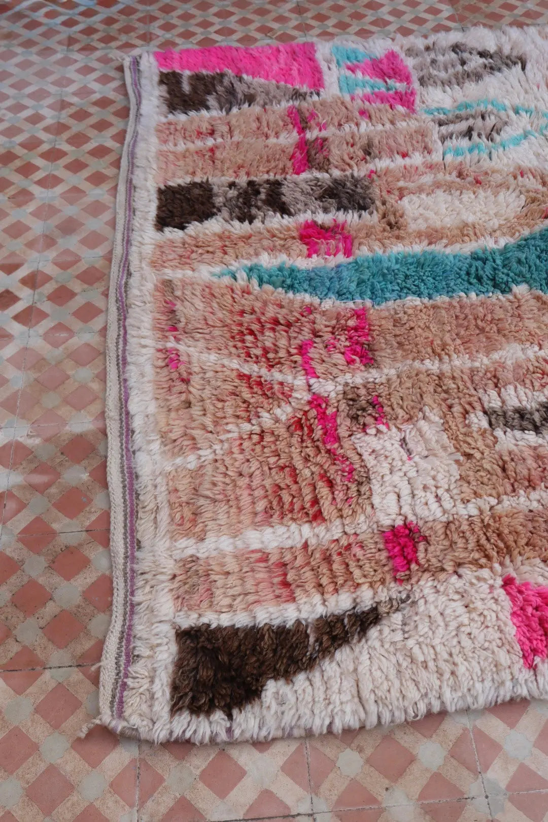 Alfombra Bereber Boujad Colorida Terracota Rosa Turquesa - 252 x 165 cm Néda