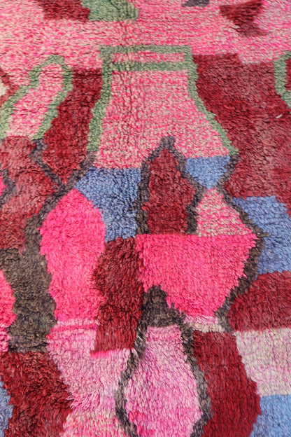 Tapis Berbère Boujad Rose Motifs Colorés - 292 x 205 cm Néda