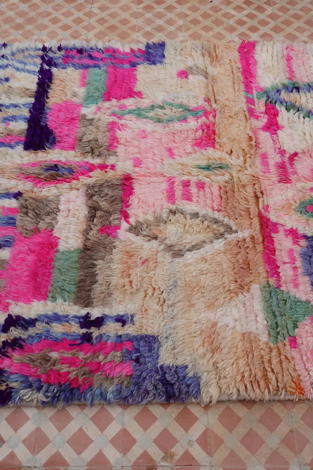 Alfombra Bereber Boujad Colorida Beige Turquesa Rosa - 233 × 142 cm Néda
