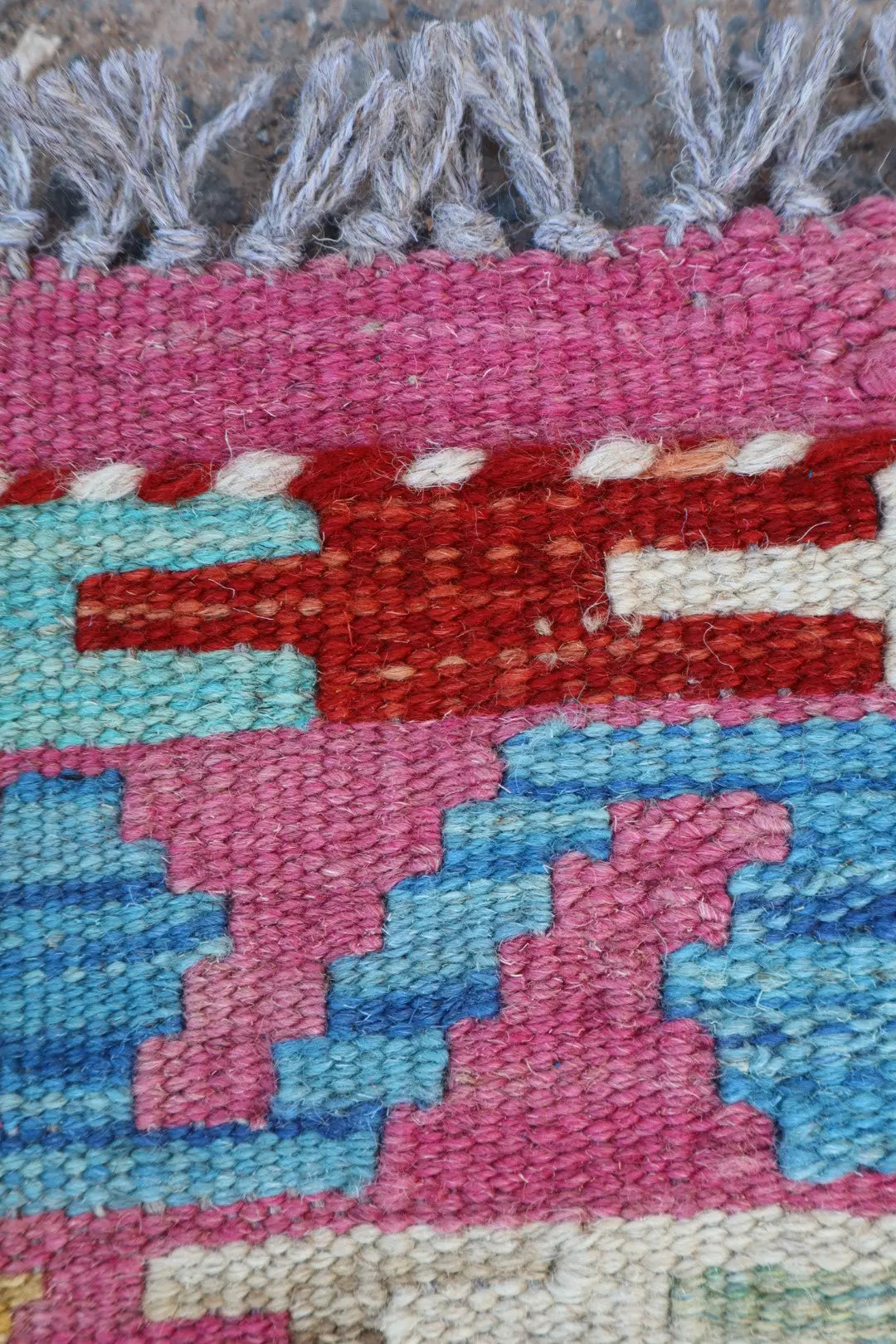 Tapis Kilim Afghan Couloir Traditionnel Rose - 202 x 65 cm Néda