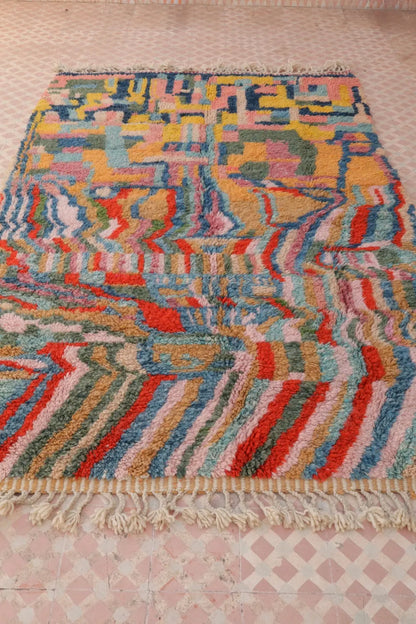 Tapis Berbère Abstrait Coloré Béni Ouarain Qualité Supérieure - Néda
