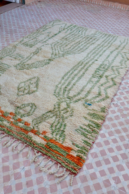 Alfombra Bereber Boujad Beige Verde Almendra y Naranja - 241 × 163 cm Néda