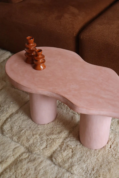 Table Basse Organique en Tadelakt - CURVE (Rose) Néda