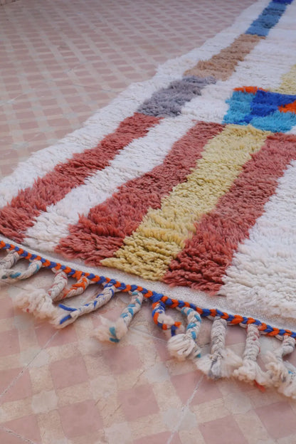 Tapis Berbère Azilal Écru Lignes Colorées- 249 x 157  cm Néda