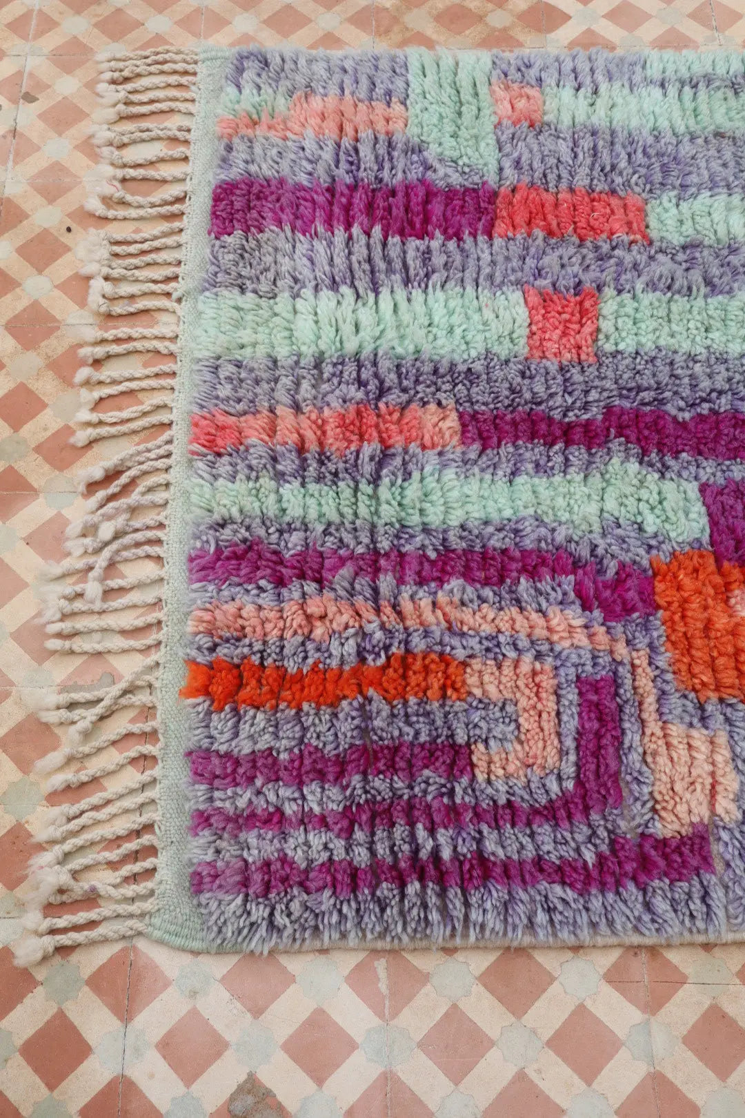 Alfombra Bereber Boujad Colorida Lila Turquesa - 151 × 106 cm Néda