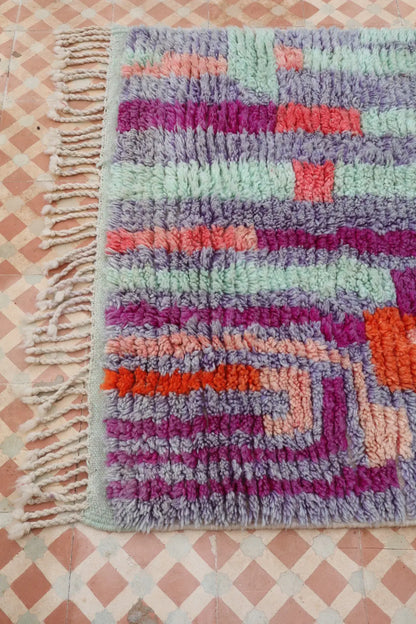 Alfombra Bereber Boujad Colorida Lila Turquesa - 151 × 106 cm Néda